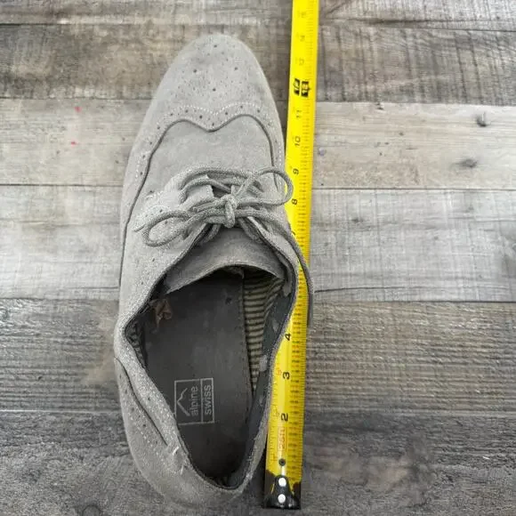 Alpine Swiss Mens Dress Shoes Gray Suede Wingtip Brogue Lace Up SZ 13 Men - Picture 4 of 16